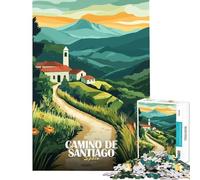 Puzzle de 1000 pièces pour Adolescents Chemin de Saint-Jacques-de-Compostelle Espagne Paysage Artistique Jeu Familial Jouet éducatif Cadeau d'anniversaire Amusant et Humoristique (Taille 38x52cm)
