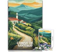 Puzzle de 1000 pièces pour Adolescents - Chemin de Saint-Jacques-de-Compostelle, Espagne - Paysage Artistique - Jeu éducatif Familial - Idée Cadeau d'anniversaire - Dimensions 38x26cm