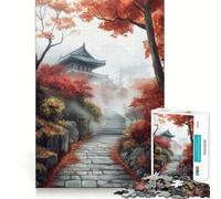 Puzzle de 1000 pièces pour Adolescents Chemin du Temple d'automne Jeu créatif et créatif Cadeau Artistique de Noël (50x75cm)