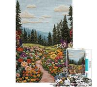 Puzzle de 1000 pièces pour Adolescents Chemin forestier brodé Jeu éducatif Familial pour Adolescents Améliorez Vos Souvenirs Liste de souhaits du Père Noël (Dimensions 50x75cm)