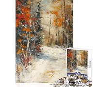 Puzzle de 1000 pièces pour Adolescents Chemin forestier d'hiver Jeu Pratique et éducatif pour Toute la Famille pour Un Anniversaire ou Noël (50x75cm)