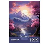 Puzzle De 1000 Pièces pour Adolescents Cherry Blossom Valley Sunset Puzzle pour Adultes Jeu Manuel Défi Difficile Est Idéal comme Cadeau 70x50cm/1000pcs