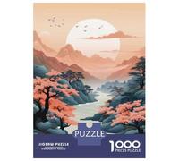 Puzzle De 1000 Pièces pour Adolescents Cherry Blossom Valley Sunset Puzzles pour Adolescents Jeux De Détente Difficulté Difficile Cadeaux pour Les Amis Et La Famille 38x26cm/1000pcs