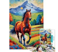 Puzzle de 1000 pièces pour Adolescents Cheval coloré dans Un Paysage Art numérique Jeu éducatif Stimulant et Amusant (38x26cm)