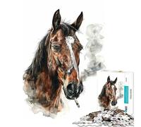 Puzzle de 1000 pièces pour Adolescents Cheval fumant Une Cigarette Jeu Stimulant et Casse-tête Difficile (50x75cm)