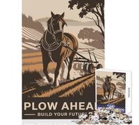 Puzzle de 1000 pièces pour Adolescents Cheval labourant Un Champ Affiche Décoration Murale Cadeau Amusant Jeu de réflexion Renforce l'amour au Sein du Couple Dimensions 38x26cm