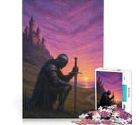 Puzzle de 1000 pièces pour Adolescents Chevalier à l'épée au Coucher du Soleil Jeu éducatif pour s'amuser en Famille Cadeau d'anniversaire Cadeau de Voyage 50x75cm