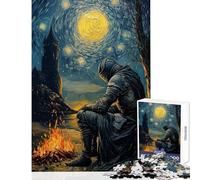 Puzzle de 1000 pièces pour Adolescents Chevalier Autour du feu de Camp Jeu Amusant découpe de précision décoration intérieure Jouet Anti-Stress Cadeau (50x75cm)