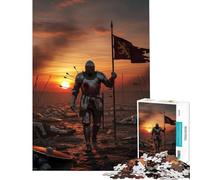 Puzzle de 1000 pièces pour Adolescents Chevalier blessé sur Le Champ de Bataille au Coucher du Soleil Jeu Impossible Jouet éducatif pour se détendre (38x26cm)