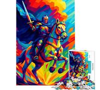 Puzzle de 1000 pièces pour Adolescents Chevalier coloré à Cheval Illustration numérique Jeu éducatif et Stimulant Cadeau Amusant et Humoristique pour Toute la Famille Idéal pour Les Anniversaires