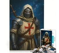Puzzle de 1000 pièces pour Adolescents Chevalier croisé avec épée et Armure, Jeu Impossible, activités familiales, pour Toute la Famille 50x75cm