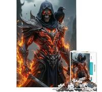 Puzzle de 1000 pièces pour Adolescents Chevalier de la Mort enflammé avec Corbeau Un défi à relever pour améliorer la mémoire Jouet à Monter soi-même pour Les 14 Ans et Plus (38x52cm)
