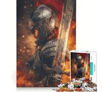 Puzzle de 1000 pièces pour Adolescents Chevalier en Armure étincelante et Flammes Jeux de société pour s'amuser en Famille Collection d'artistes Beaux-Arts 38x52cm