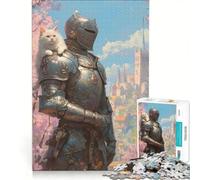 Puzzle de 1000 pièces pour Adolescents Chevalier et Chat dans Une cité médiévale Jeux de société décoration idéale Collection d'artistes Beaux-Arts 50x75cm