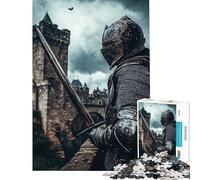 Puzzle de 1000 pièces pour Adolescents Chevalier médiéval de Garde Jeu Stimulant et Anti-Stress Cadeau d'anniversaire (Dimensions 38x52cm)