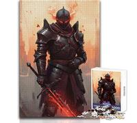 Puzzle de 1000 pièces pour Adolescents:Chevalier Noir à l'épée flamboyante Idéal pour se détendre et se divertir Jeu de Construction soigné et Professionnel Dimensions:50x75cm