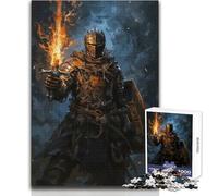 Puzzle de 1000 pièces pour Adolescents:Chevalier Noir à l'épée flamboyante Jeu de réflexion Unique, pour Femmes Dimensions:50x75cm.