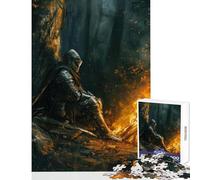 Puzzle de 1000 pièces pour Adolescents Chevalier se reposant Autour d'un feu de Camp Jeu éducatif et Stimulant idéal pour Les Femmes et Les Hommes Dimensions 38x26cm