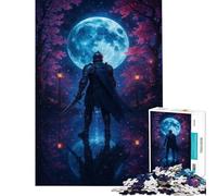 Puzzle de 1000 pièces pour Adolescents Chevalier sous Les cerisiers au Clair de Lune Jeu éducatif et Stimulant Jouet Relaxant Anti-Stress œuvre d'art Cadeau (Taille 50x75cm)