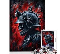 Puzzle de 1000 pièces pour Adolescents Chevalier Squelette avec Casque à Pointes Jeu éducatif Cadeau de Noël Secret pour Femmes (50x75cm)