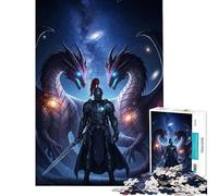 Puzzle de 1000 pièces pour Adolescents Chevaliers Dragons et Espace Activités Amusantes à la Maison Découpe de précision Jeux relaxants pour Les 14 Ans et Plus Jeu de Puzzle Offert (38x26cm)