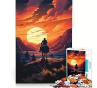Puzzle de 1000 pièces pour Adolescents Chevauchée de Cowboys au Coucher du Soleil, Jeu éducatif, décompression intellectuelle, défi Unique 50x75cm