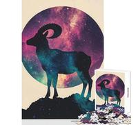 Puzzle de 1000 pièces pour Adolescents Chèvre des Montagnes Cosmique Décoration Murale Idée Cadeau Jeu de réflexion Renforce l'amour Entre Couples Dimensions 38x52cm