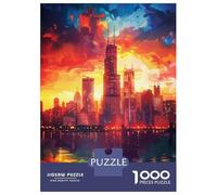 Puzzle De 1000 Pièces pour Adolescents Chicago Art Puzzles pour Adultes Jeu Manuel Découpe De Précision pour Les Jeux 70x50cm/1000pcs