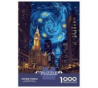 Puzzle De 1000 Pièces pour Adolescents Chicago Starry Night Cityscape Puzzles pour Adolescents - Défi Difficile - Chaque Pièce Est Unique - Jouets Éducatifs 52x38cm/1000pcs