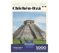 Puzzle De 1000 Pièces pour Adolescents Chichen Itza Pyramid Mexico Travel Art Puzzles pour Adultes Analyse Et Logique Chaque Pièce Est Unique - Casse-tête Jeux De Société Familiaux 52x38cm/1000pcs