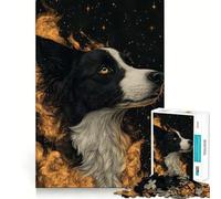 Puzzle de 1000 pièces pour Adolescents Chien Border Collie dans l'espace,Dessin aux Bords précis,Jeu de logique,Moment de détente et de Divertissement,Cadeau Artistique de Noël (38x52cm)