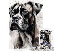 Puzzle de 1000 pièces pour Adolescents Chien Boxer Compagnon Fidèle Jeu Éducatif Cadeau de Père Noël Secret Niveau de difficulté Difficile (38x52cm)