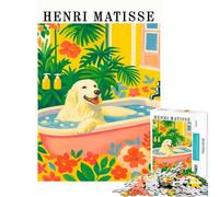 Puzzle de 1000 pièces pour Adolescents Chien dans Une Baignoire Style Henri Matisse Stimule Le Cerveau défi Difficile Jeu Relaxant à partir de 14 Ans (50x75cm)