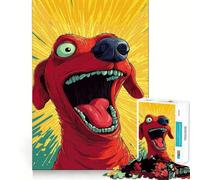 Puzzle de 1000 pièces pour Adolescents Chien de Dessin animé à la Gueule Ouverte Jeu Amusant et précis Décoration Murale de Noël (50x75cm)
