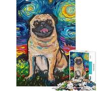 Puzzle de 1000 pièces pour Adolescents Chien et Nuit étoilée Jeu Familial Découpe de précision Cadeau Anti-Stress (Dimensions 50x75cm)