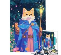 Puzzle de 1000 pièces pour Adolescents Chien Magicien dans la forêt Stimule Le Cerveau Jeu Difficile et Relaxant Convient aux 14 Ans et Plus 38x52cm