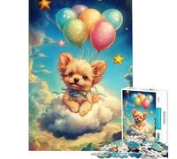 Puzzle de 1000 pièces pour Adolescents Chien Mignon sur Un Nuage avec des Ballons défi intellectuel Jouet addictif Jeu Relaxant pour Toute la Famille Cadeau Artistique (Dimensions 38x52cm)