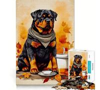 Puzzle de 1000 pièces pour Adolescents Chien Noir,Couleur Expresso,Bords Nets,Jeu de logique,Moment de détente et de Divertissement,Cadeau Artistique de Noël (38x26cm)