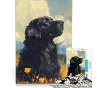 Puzzle de 1000 pièces pour Adolescents Chien Noir dans Une Prairie de Montagne, Jeu de réflexion Stimulant, idéal comme Cadeau pour Toute la Famille 38x26cm
