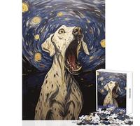 Puzzle de 1000 pièces pour Adolescents Chien Qui hurle dans Une Nuit étoilée Décoration Jouet Cadeau d'anniversaire Jeu éducatif pour renforcer Les Liens Entre Couples Dimensions 38x26cm