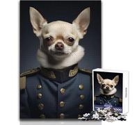Puzzle de 1000 pièces pour Adolescents - Chihuahua Officier Militaire - Jeu éducatif, Amusant et Original - Cadeau d'anniversaire - Dimensions:50x75cm