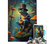 Puzzle de 1000 pièces pour Adolescents Chillin Frog Guitar Music Brain Intelligence Challenge Addictive Toys Educational Games Improve Memory Birthday Gift (Size 38x52cm)