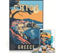 Puzzle de 1000 pièces pour Adolescents, Chios en Grèce, Jeu éducatif, décoration Parfaite, liste de souhaits avec Le Père Noël 50x75cm