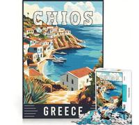 Puzzle de 1000 pièces pour Adolescents, Chios en Grèce, Jouet à Monter soi-même, activité Parent-Enfant, Cadeau Original pour Un Anniversaire ou Noël 50x75cm