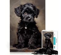 Puzzle de 1000 pièces pour Adolescents Chiot Caniche Noir Découpe précise Jeu Stimulant et Relaxant Décoration de Noël (38x52cm)