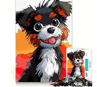 Puzzle de 1000 pièces pour Adolescents Chiot Joyeux Illustration soignée Jeu de logique Loisirs Cadeau d'anniversaire Artistique (38x52cm)
