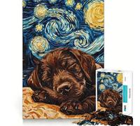 Puzzle de 1000 pièces pour Adolescents Chiot Labrador Marron Jeu d'art sans Couture Concentration mentale Temps de détente Cadeau de Noël et de Loisirs (38x52cm)
