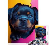 Puzzle de 1000 pièces pour Adolescents Chiot Qui Regarde à Travers Un Puzzle en Papier Jouet éducatif Cadeau d'anniversaire Course de Vitesse Manuelle (38x26cm)