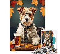 Puzzle de 1000 pièces pour Adolescents Chiots Fox Terrier à Poil Dur Un défi à relever pour s'amuser en Famille Un Jouet Anti-Stress pour Les 14 Ans et Plus (38x52cm)