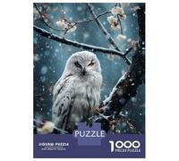 Puzzle de 1000 pièces pour adolescents - Chouette blanche enneigée - Pour adultes - Jeux relaxants mais amusants et humoristiques - Idéal comme cadeau - 70 x 50 cm - 1000 pièces